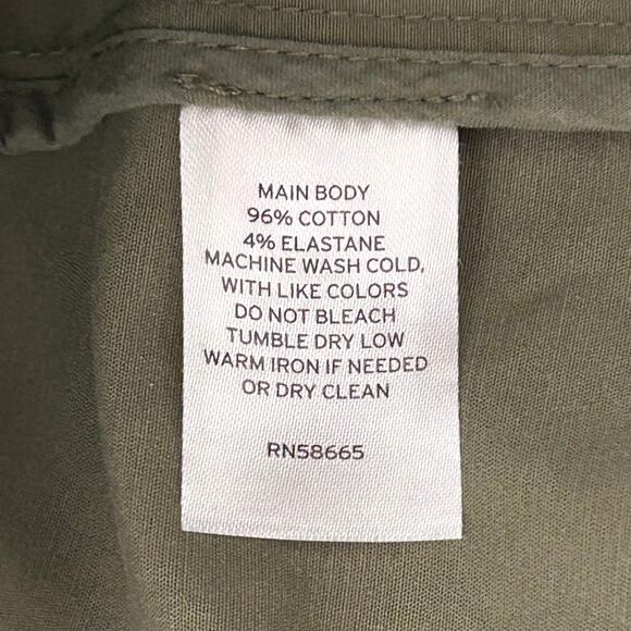 Nordstrom Cropped Trench Coat Stretch Cotton Boxy Double Breasted Green - Picture 10 of 10